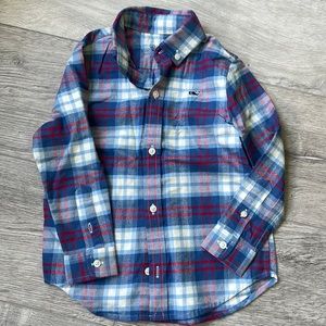 Vineyard Vines 3T Whale Plaid Flannel Button-Down
